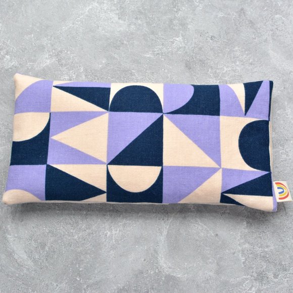 Weighted Eye Pillow in Purple Building Blocks Canvas - Lavender and Flax Seeds - Picture 2 of 5